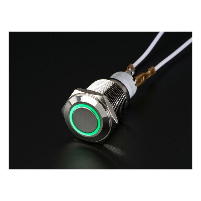 Rugged Metal Pushbutton with Green LED Ring