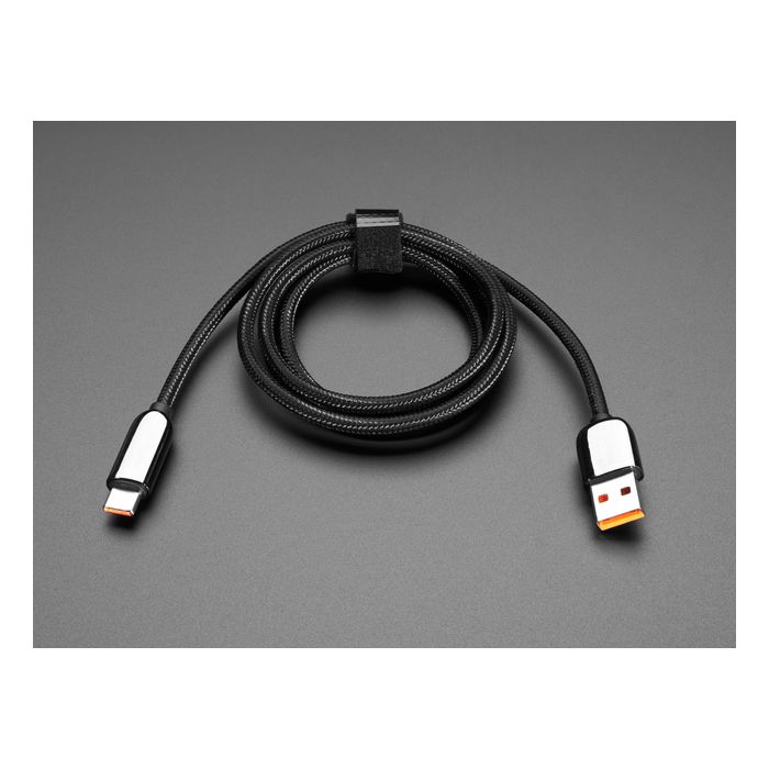 Black Woven USB A to USB C Cable with 66W Watt Display - 1 meter