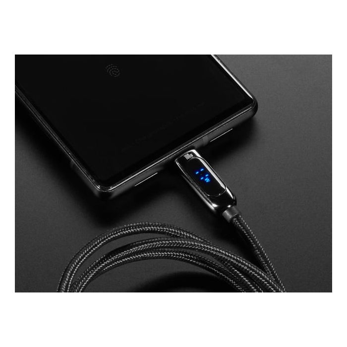 USB C to USB C Cable w/ 100W Watt Display - 1 meter Black Woven