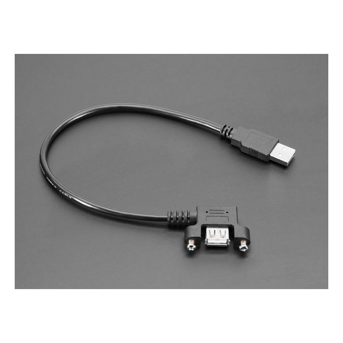 Panel Mount USB Cable - USB A Plug to USB A Right Angle Socket