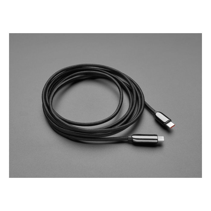 USB C to USB C Cable w/ 100W Watt Display - 2 meter Black Woven