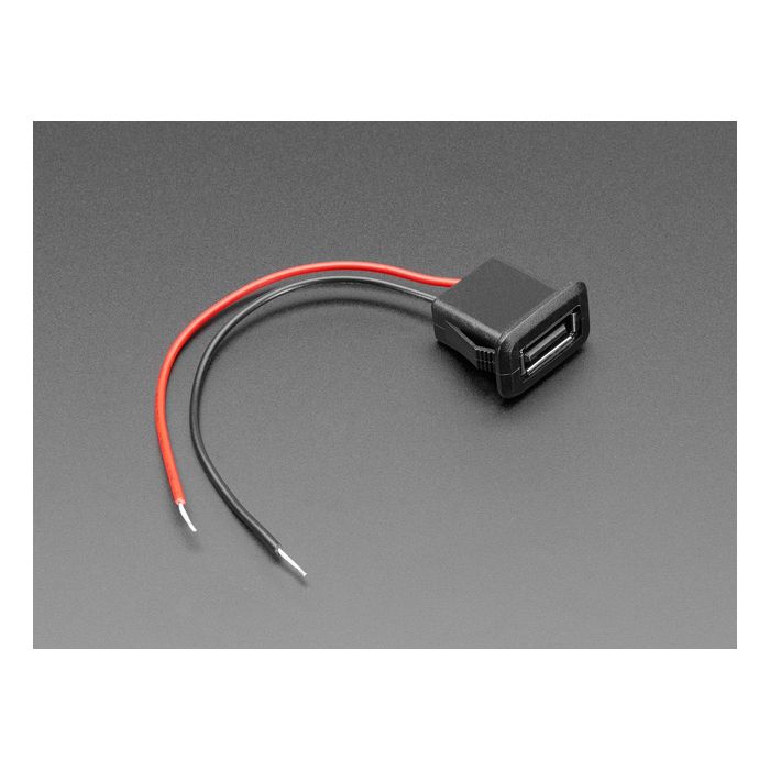 Snap-In Panel Mount Cable - USB-A Socket to 2 Wires