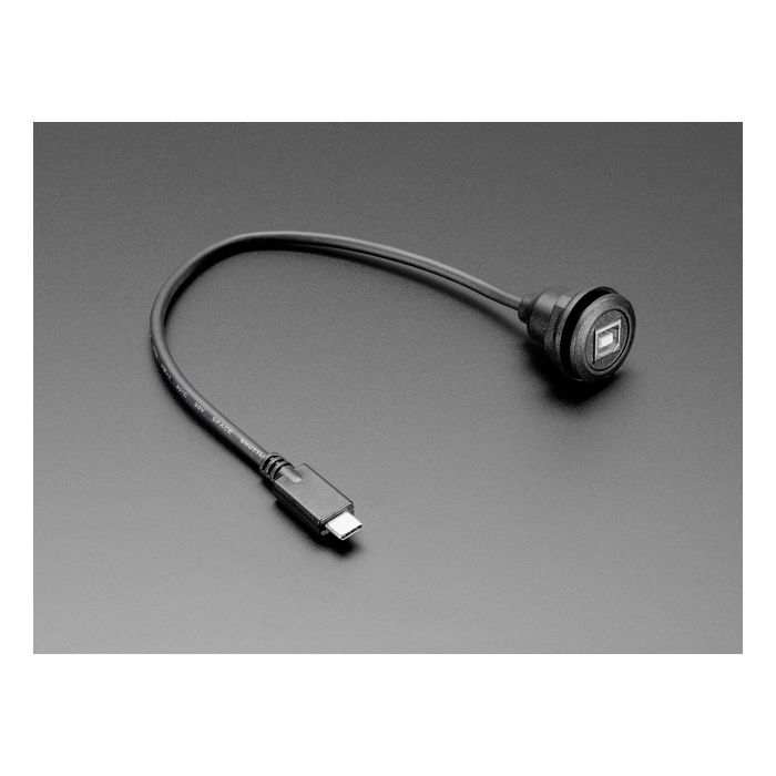 Round Panel Mount USB Cable - USB-B Socket to USB-C Plug
