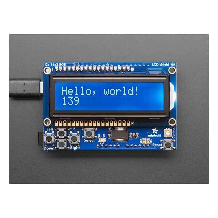 RGB LCD Shield Kit w/ 16x2 Character Display - Only 2 pins used!