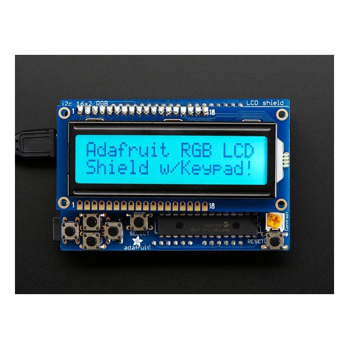 RGB LCD Shield Kit w/ 16x2 Character Display - Only 2 pins used!