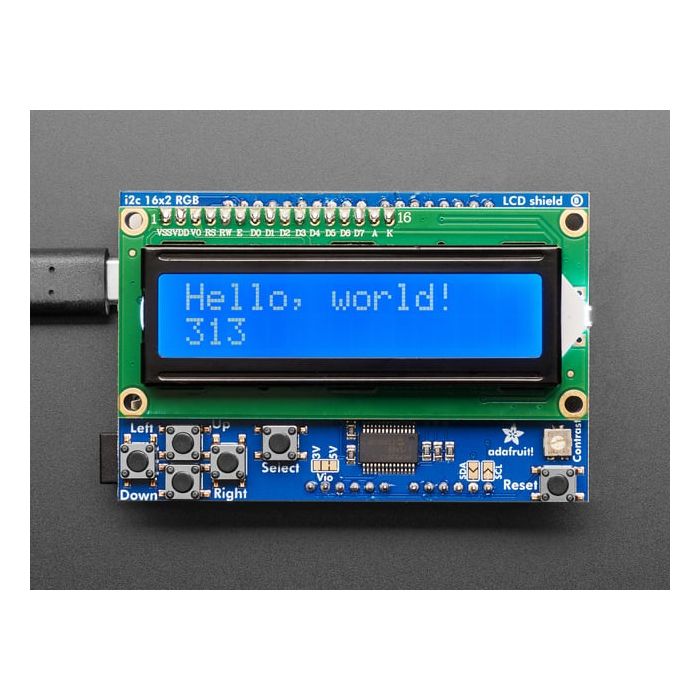 LCD Shield Kit w/ 16x2 Character Display - Only 2 pins used!