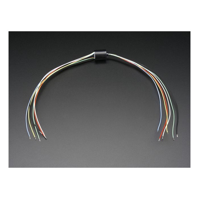 Miniature Slip Ring - 12mm diameter, 6 wires, max 240V @ 2A
