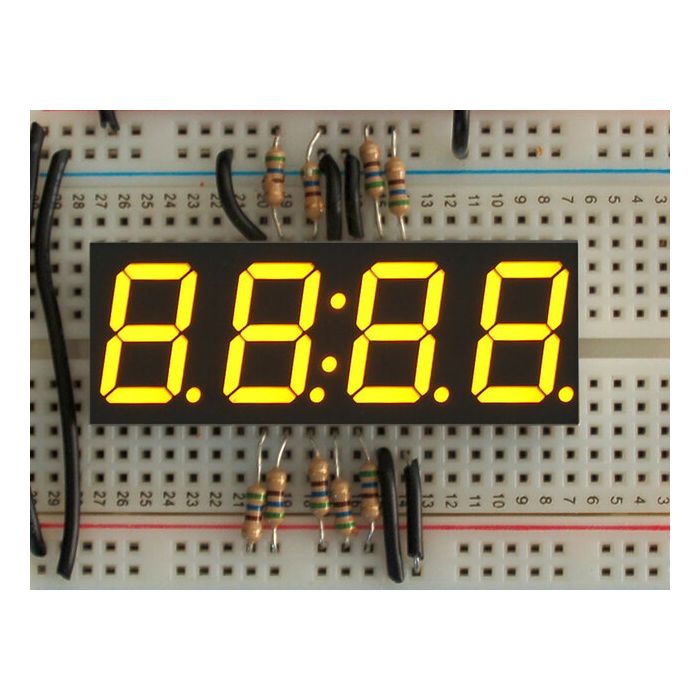 Yellow 7-segment clock display - 0.56" digit height