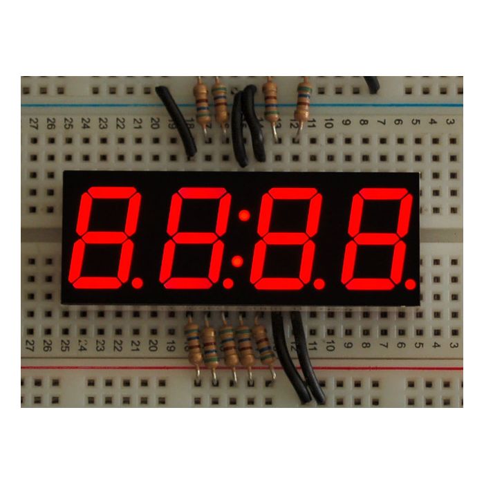 Red 7-segment clock display - 0.56" digit height