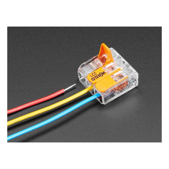 Snap-action 3-Wire Block Connector (12-24 AWG) - Pack of 3