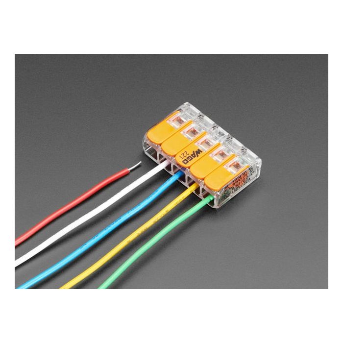 Snap-action 5-Wire Block Connector (12-24 AWG) - Pack of 3