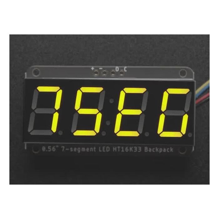 Adafruit 0.56" 4-Digit 7-Segment Display w/I2C Backpack - Yellow