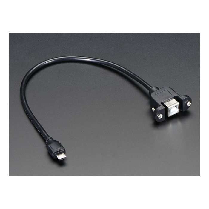 Panel Mount USB Cable - B Female to Micro-B Male