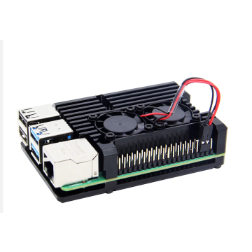 Raspberry Pi 4 Aluminium Koeling Actieve Heatsink met 2 ventilators - Zwart