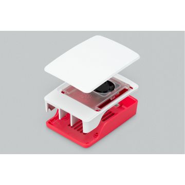 Originele Raspberry Pi 5 Behuizing - Rood/Wit inclusief ventilator (koeling)