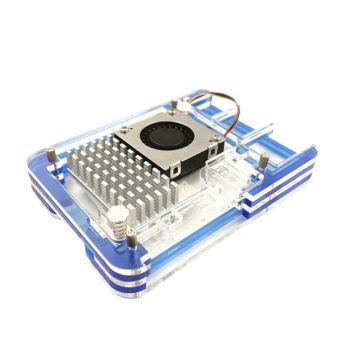Raspberry PI 5B Laagjes Behuizing Blauw - geschikt voor ventilator