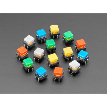 Colorful 12mm Square Tactile Button Switch Assortment - 15 pack