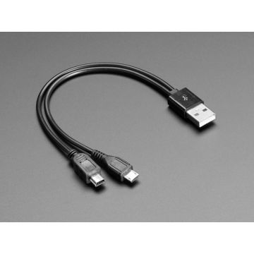 USB cable - 8" A to Mini B Charging and Micro B Data