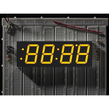 Yellow 7-segment clock display - 1.2" digit height