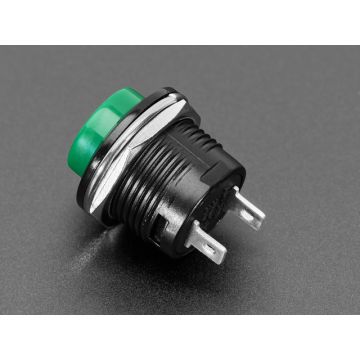 16mm Panel Mount Momentary Pushbutton -  Green