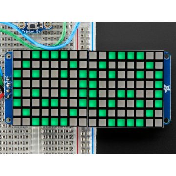 16x8 1.2" LED Matrix + Backpack - Ultra Bright Square Green LEDs