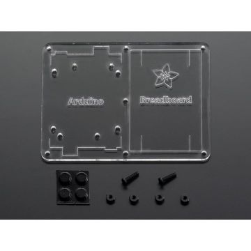 Plastic mounting plate for breadboard and Arduino - rubber feet!