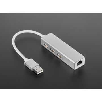 USB 2.0 and Ethernet Hub - 3 USB Ports and 1 Ethernet