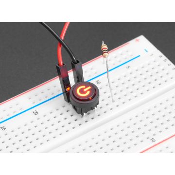 Mini Illuminated Momentary Pushbutton - Red Power Symbol