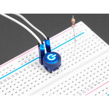 Mini Illuminated Momentary Pushbutton - Blue Power Symbol