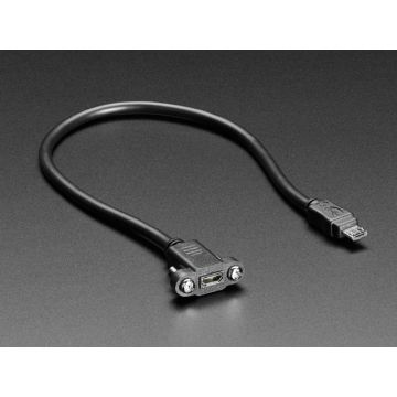Panel Mount Extension USB Cable - Micro B Male to Micro B Female