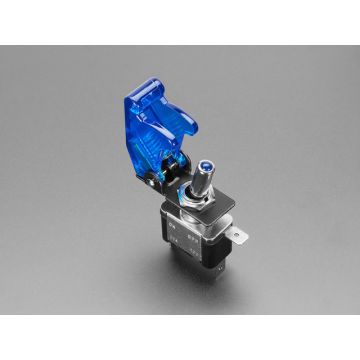 Illuminated Toggle Switch with Cover - Blue