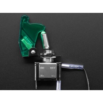 Illuminated Toggle Switch with Cover - Green