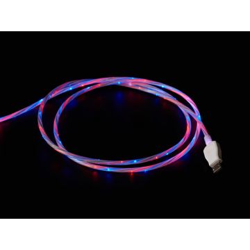 USB micro B Cable with LEDs - Blue and Red