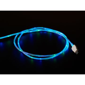 USB micro B Cable with LEDs - Blue and Green