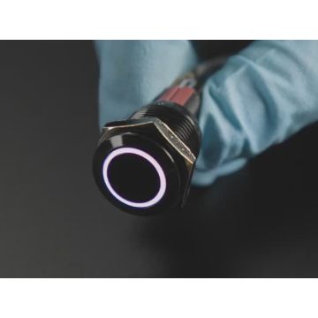 Rugged Metal Pushbutton with Black Finish - 16mm 6V RGB Latching