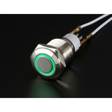 Rugged Metal On/Off Switch with Green LED Ring