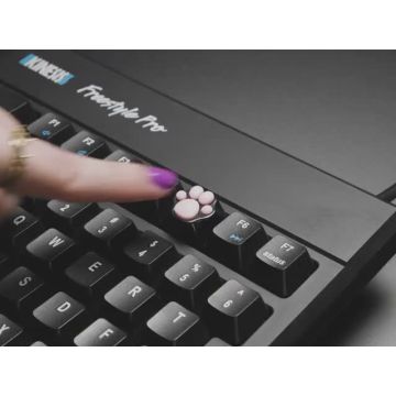 Black Aluminum Kitty Paw Keycap with Pink Silicone Toes