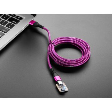 Pink and Purple Woven USB A to USB C Cable - 2 meters long