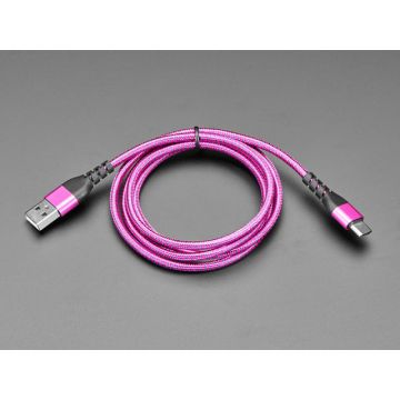 Pink and Purple Woven USB A to USB C Cable - 1 meter long