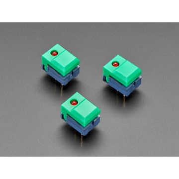 Step Switch with LED - Three Pack of Green with Red LED - PB86