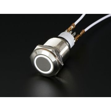 Rugged Metal Pushbutton with White LED Ring