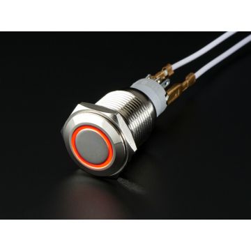 Rugged Metal Pushbutton with Red LED Ring