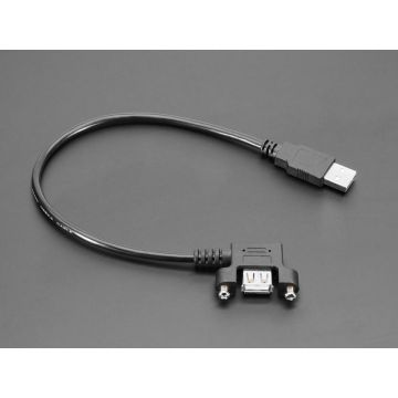 Panel Mount USB Cable - USB A Plug to USB A Right Angle Socket
