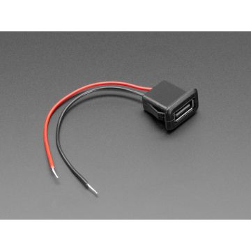 Snap-In Panel Mount Cable - USB-A Socket to 2 Wires