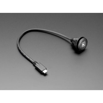 Round Panel Mount USB Cable - USB-B Socket to USB-C Plug