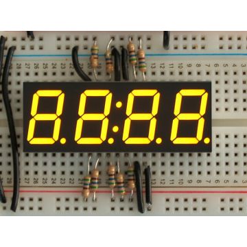 Yellow 7-segment clock display - 0.56" digit height