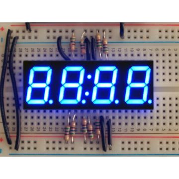 Blue 7-segment clock display - 0.56" digit height