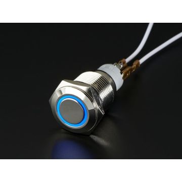 Rugged Metal On/Off Switch with Blue LED Ring