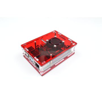 Premium Raspberry Pi 4 Behuizing - Rood/Transparant inclusief ventilator
