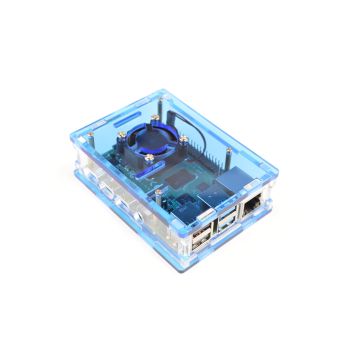 Premium Raspberry Pi 4 Behuizing - Blauw / Transparant inclusief Ventilator